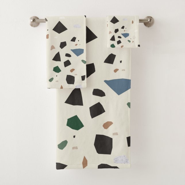 Bluestone Eden Green Black Terrazzo #1 Bath Towel Set (Insitu)