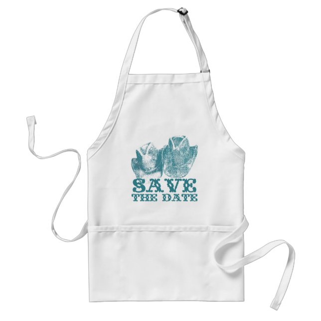 Bluestone Teal Western Horse Ranch Farm Wedding Adult Apron (Front)