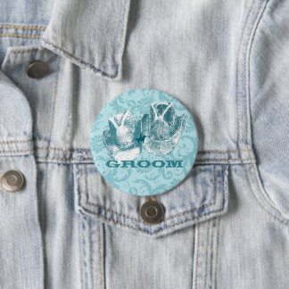 Bluestone Teal Western Horse Ranch Farm Wedding Button