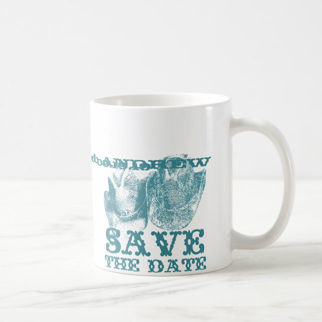 Bluestone Teal Western Horse Ranch Farm Wedding Coffee Mug (Right)
