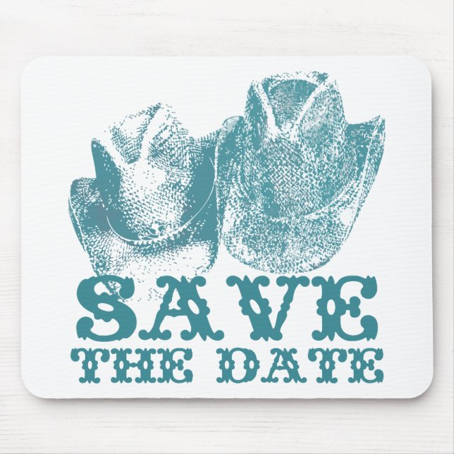 Bluestone Teal Western Horse Ranch Farm Wedding Mouse Pad (Front)