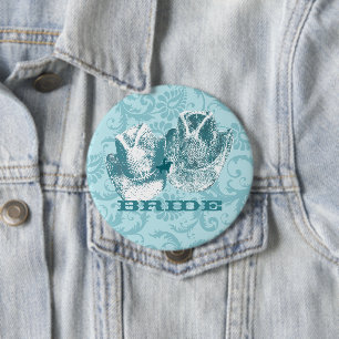 Bluestone Teal Western Horse Ranch Farm Wedding Pinback Button