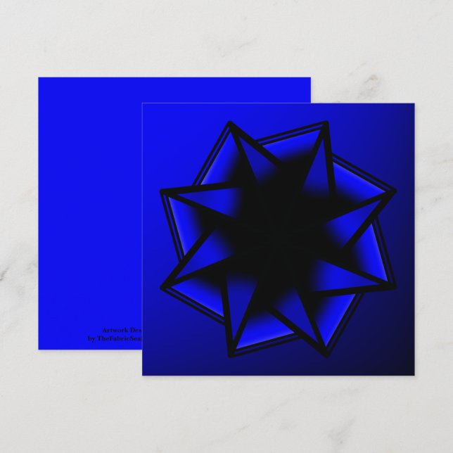 Bluesy Blue Gradient Star Bow Card (Front/Back)