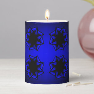 Bluesy Blue Gradient Star Bow Pillar Candle