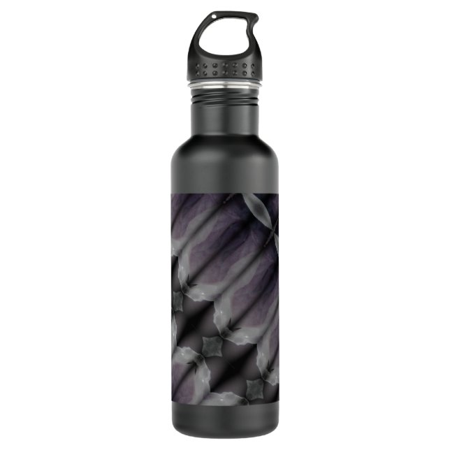 Bluesy Ikat Fog Stainless Steel Water Bottle (Front)