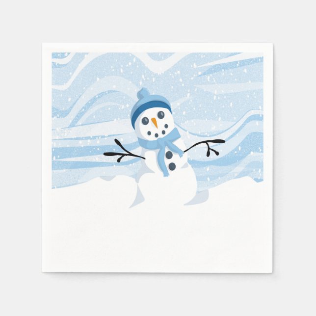 Bluesy Snowman Napkins (Front)