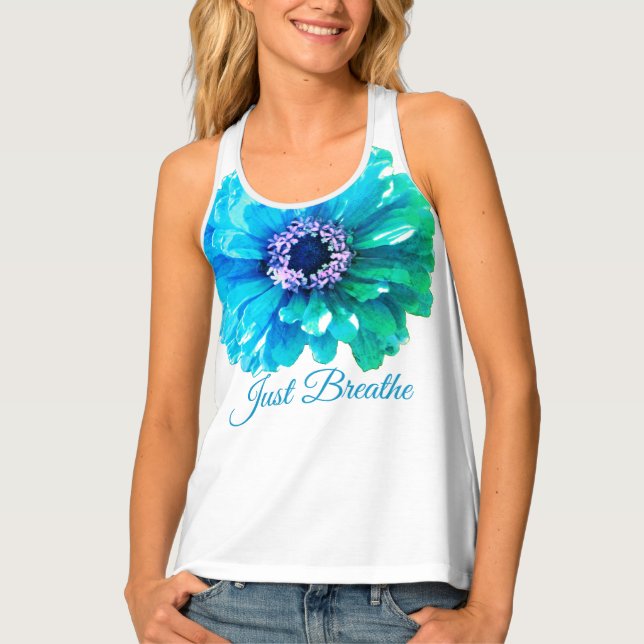 BlueTeal Daisy | just breathe Tank Top (Front)