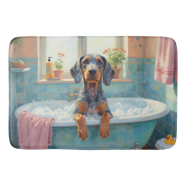 Bluetick Coonhound Bath Time Cozy Bathroom Decor Mat (Front)
