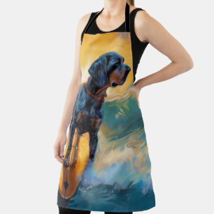 Bluetick Coonhound Beach Surfing Painting Apron