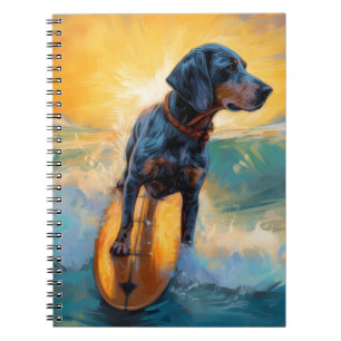 Bluetick Coonhound Beach Surfing Painting Notebook
