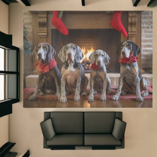 Bluetick Coonhound by the Fireplace Christmas Rug