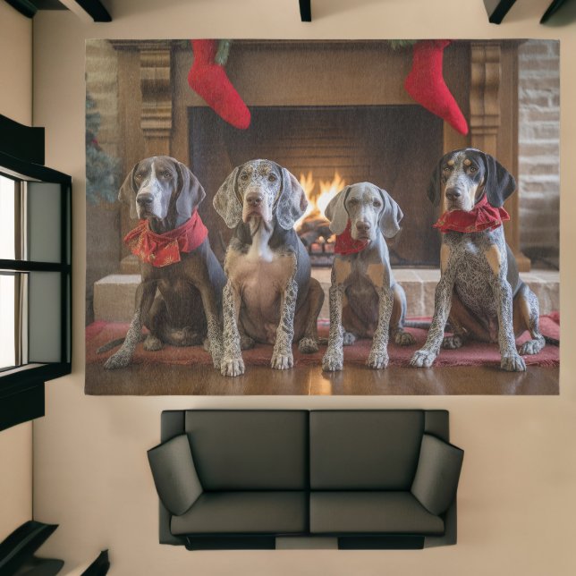 Bluetick Coonhound by the Fireplace Christmas Rug (Insitu (Indoor 1))