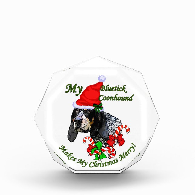 Bluetick Coonhound Christmas Acrylic Award (Front)