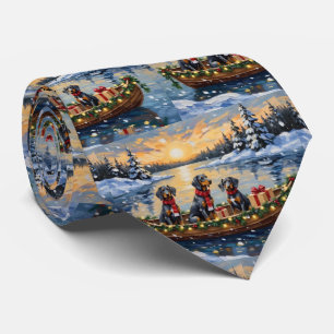Bluetick Coonhound Christmas Boat Holiday Neck Tie