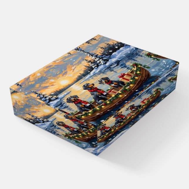 Bluetick Coonhound Christmas Boat Holiday Paperweight (Angled)