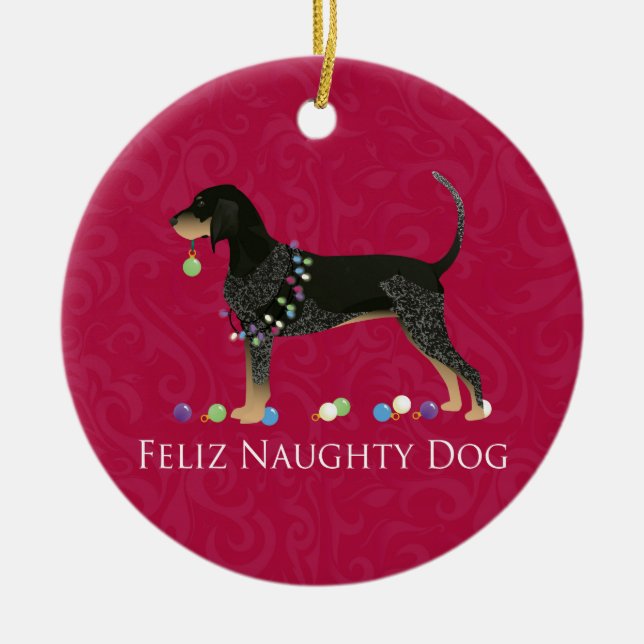 Bluetick Coonhound Christmas Ceramic Ornament (Front)