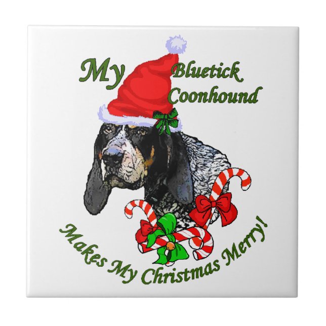 Bluetick Coonhound Christmas Ceramic Tile (Front)