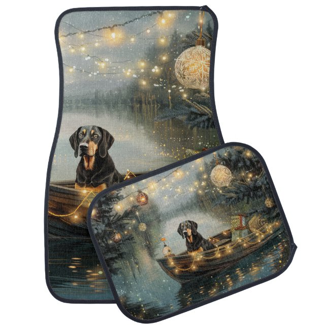 Bluetick Coonhound Christmas Festive Voyage Car Floor Mat (Set)