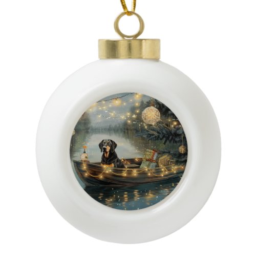Bluetick Coonhound Christmas Festive Voyage Ceramic Ball Christmas Ornament