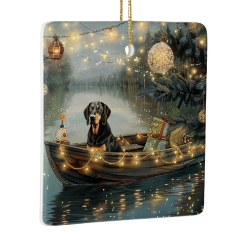 Bluetick Coonhound Christmas Festive Voyage Ceramic Ornament