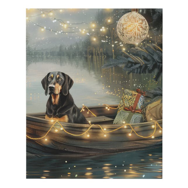 Bluetick Coonhound Christmas Festive Voyage Faux Canvas Print (Front)