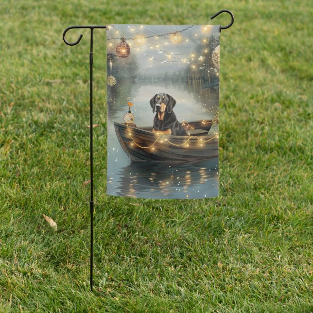 Bluetick Coonhound Christmas Festive Voyage Garden Flag (In SItu)