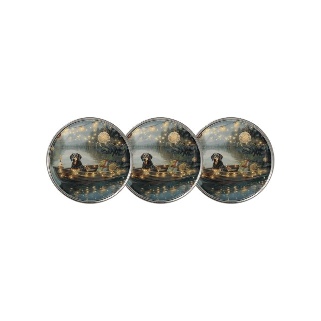 Bluetick Coonhound Christmas Festive Voyage Golf Ball Marker (3 Up)