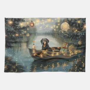 Bluetick Coonhound Christmas Festive Voyage Kitchen Towel