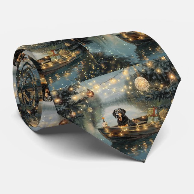 Bluetick Coonhound Christmas Festive Voyage Neck Tie (Rolled)