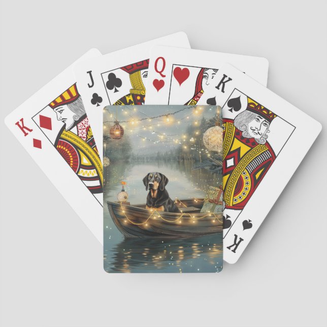 Bluetick Coonhound Christmas Festive Voyage Poker Cards (Back)