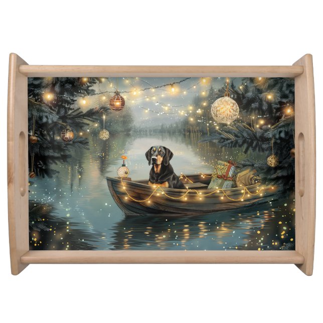 Bluetick Coonhound Christmas Festive Voyage Serving Tray (Front)