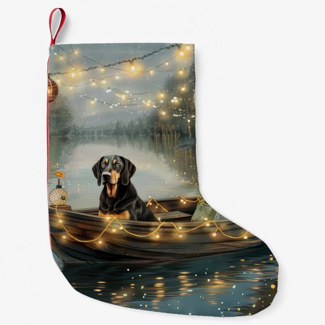 Bluetick Coonhound Christmas Festive Voyage Small Christmas Stocking (Front)