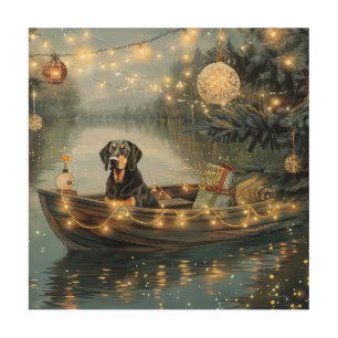 Bluetick Coonhound Christmas Festive Voyage Wood Wall Art