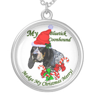 Bluetick Coonhound Christmas Gifts Silver Plated Necklace