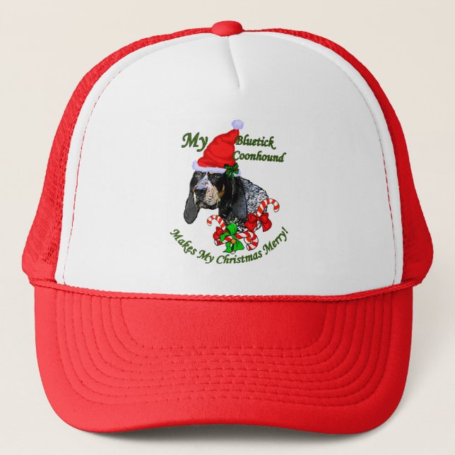Bluetick Coonhound Christmas Gifts Trucker Hat (Front)
