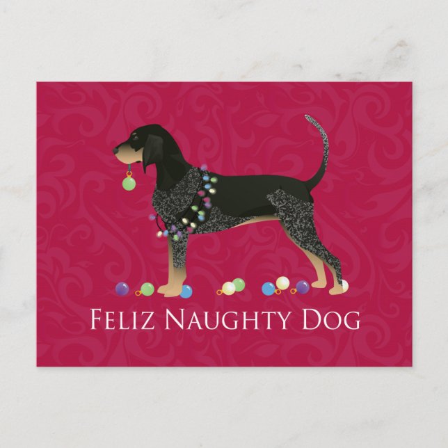 Bluetick Coonhound Christmas Holiday Postcard (Front)