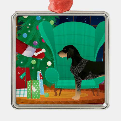 Bluetick Coonhound Christmas Santas Gift Metal Ornament