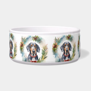 Bluetick Coonhound Christmas Wreath Festive Pup  Bowl