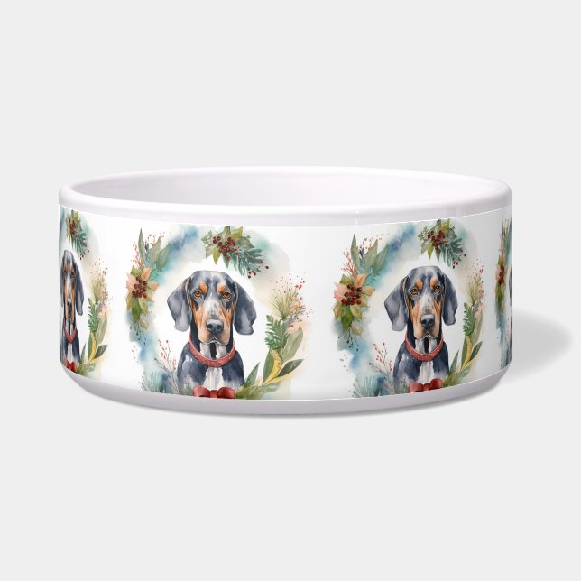 Bluetick Coonhound Christmas Wreath Festive Pup  Bowl (Front)