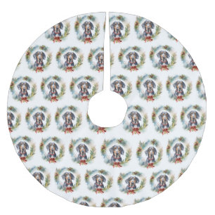 Bluetick Coonhound Christmas Wreath Festive Pup Brushed Polyester Tree Skirt