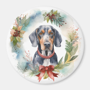 Bluetick Coonhound Christmas Wreath Festive Pup Magnet