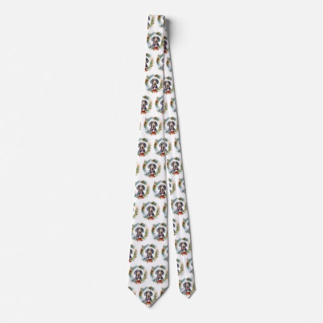 Bluetick Coonhound Christmas Wreath Festive Pup  Neck Tie (Front)