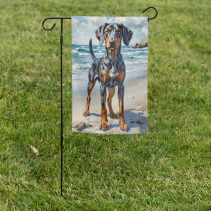 Bluetick Coonhound Coastal Beach Dog Art Garden Flag