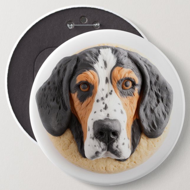 Bluetick Coonhound Dog 3D Inspired Button (Front & Back)