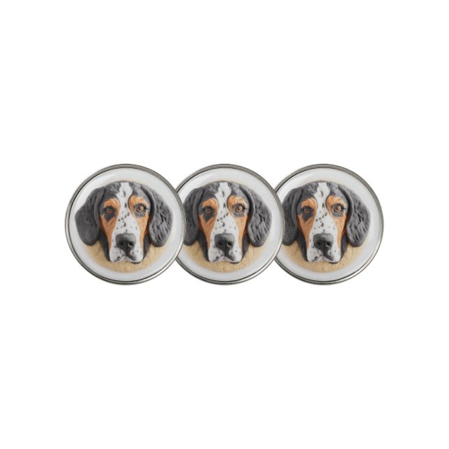 Bluetick Coonhound Dog 3D Inspired Golf Ball Marker (3 Up)