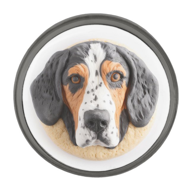 Bluetick Coonhound Dog 3D Inspired Gunmetal Finish Lapel Pin (Front)