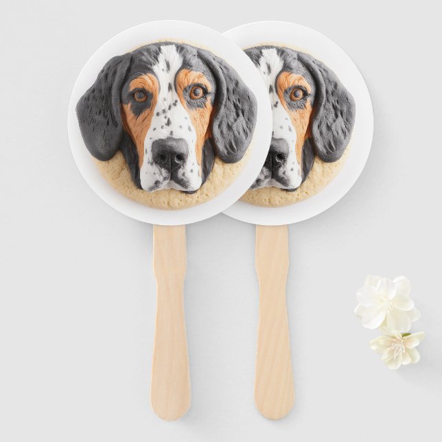 Bluetick Coonhound Dog 3D Inspired Hand Fan (Front and Back)