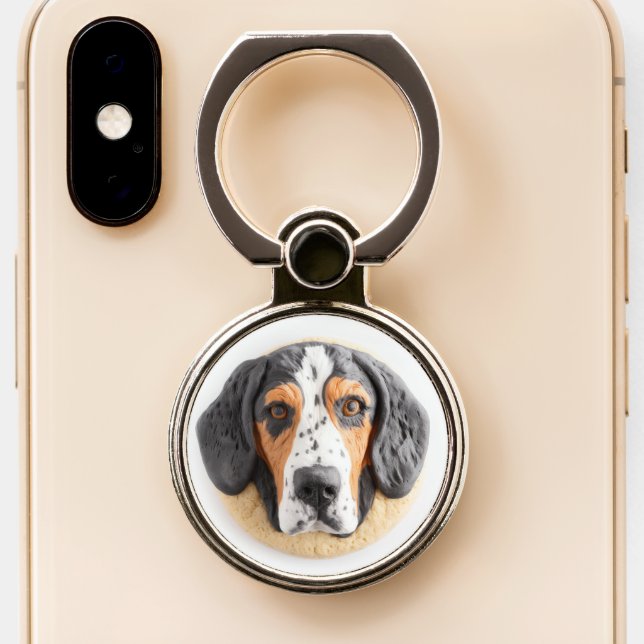 Bluetick Coonhound Dog 3D Inspired Phone Ring Stand (Close Up)