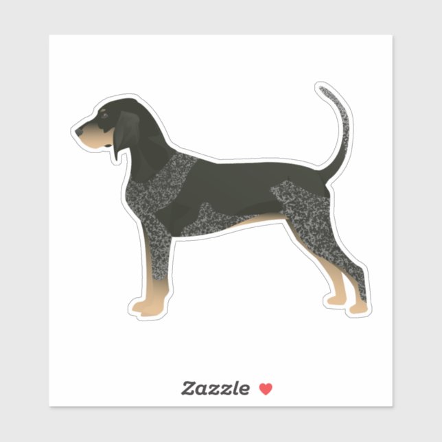 Bluetick Coonhound Dog  Breed Side View Silhouette Sticker (Sheet)