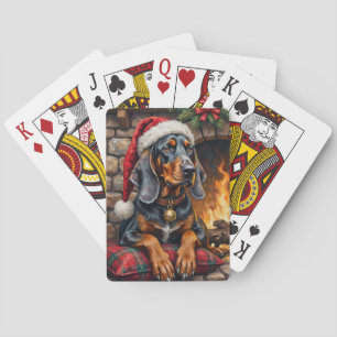 Bluetick Coonhound Dog Cozy Lodge Christmas Poker Cards